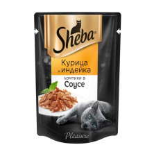 Sheba Pleasure влажный корм для взрослых кошек с курицей и индейкой в соусе - 85 г