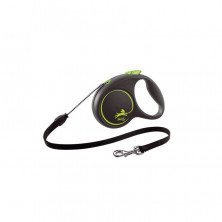 Flexi Black Design cord M поводок-рулетка для собак, зеленая 5 м, до 20 кг