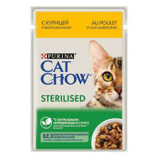 Влажный корм Purina Cat Chow Sterilised для стерилизованных кошек с курицей и баклажанами в соусе в паучах - 85 г