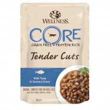 Влажный корм Wellness Core для кошек с нежными кусочками тунца в пикантном соусе в паучах - 85 г