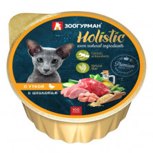 Зоогурман Holistic влажный корм для взрослых кошек с уткой и шпинатом - 100 г