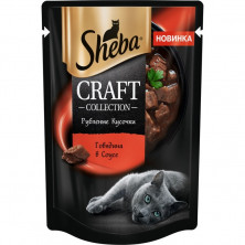 Sheba Craft влажный корм для кошек рубленые кусочки с говядиной в соусе 75 г