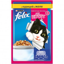 Felix Аппетитные кусочки влажный корм для котят с курицей в желе - 85 г