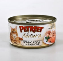 Влажный корм Petreet для кошек с кусочками розового тунца с лососем - 70 г