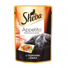 Sheba "Appetito" паучи в форме ломтиков телятины и языка в желе для взрослых кошек - 85 г
