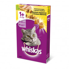 Whiskas сухой корм для взрослых кошек с паштетом их курицы и индейки - 350 г