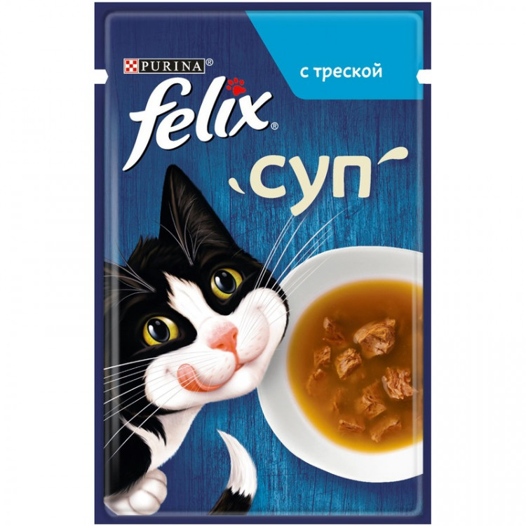 Felix суп для взрослых кошек с треской - 48 г