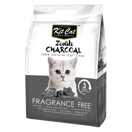 Kit Cat Zeolite Charcoal Frangrance Free цеолитовый комкующийся наполнитель - 4 кг