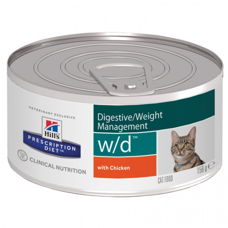 Влажный диетический корм для кошек Hill's Prescription Diet w/d Digestive при поддержании веса и сахарном диабете, с курицей - 156 г