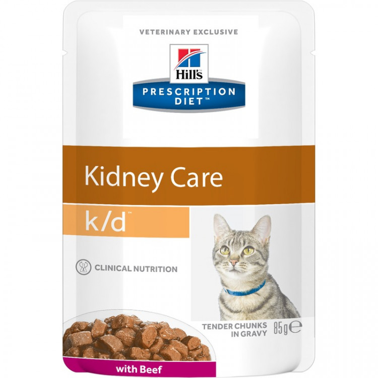 Влажный диетический корм для кошек Hill's Prescription Diet k/d Kidney Care при хронической болезни почек, с говядиной - 85 г