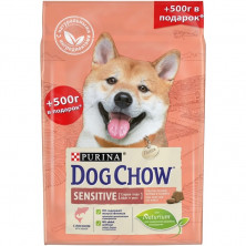 Сухой корм Purina Dog Chow Sensitive для взрослых собак с чувствительным пищеварением с лососем - 2,5 кг + 500 г в подарок