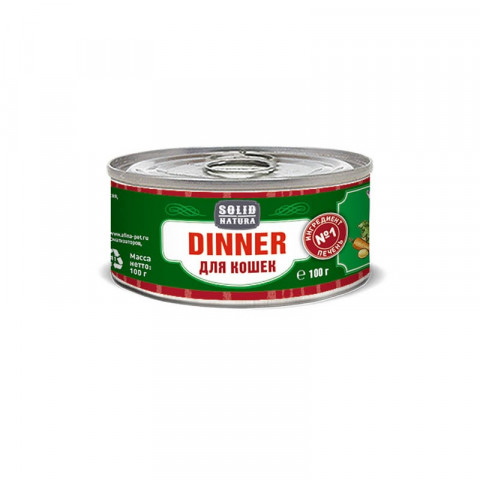 Solid Natura Dinner Печень влажный корм для кошек в жестяной банке 100 г