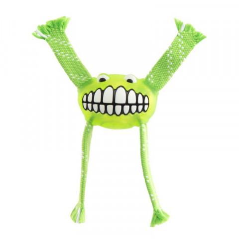 Игрушка для собак ROGZ Flossy Grinz S с принтом \"зубы\" и пищалкой лайм - 165 мм
