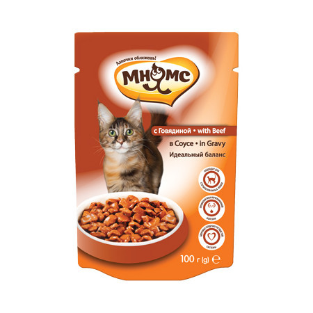 Мнямс паучи Идеальный баланс с говядиной в соусе для взрослых кошек - 100 г