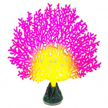 Gloxy флуоресцентная аквариумная декорация коралл веерный, розовый 13,5х3х16 см