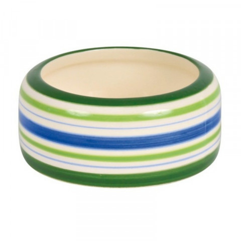 Trixie Миска для кролика, 500 мл/16 см, керамика, зелёные полоски