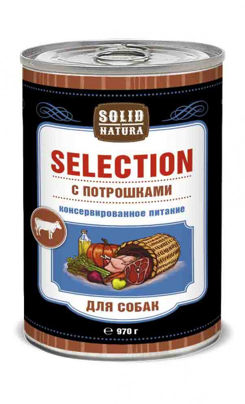 Solid Natura Selection Потрошки влажный корм для собак в жестяной банке 970 г