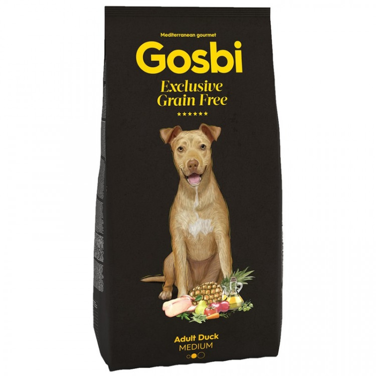 Сухой беззерновой корм Gosbi Exclusive для взрослых собак всех пород с уткой - 3 кг
