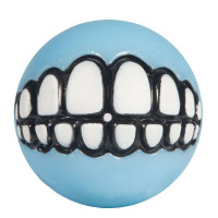 Игрушка для собак ROGZ Grinz S мяч с принтом "зубы" и отверстием для лакомства Голубой - 49 мм