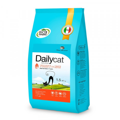 Dailycat Adult Indoor Turkey для домашних кошек с индейкой 1.5 кг