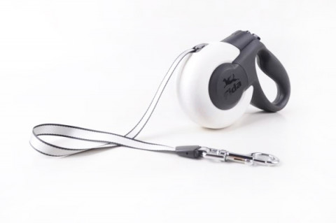 Fida Mars Рулетка 5м лента для собак крупных пород до 50 кг белая/черная