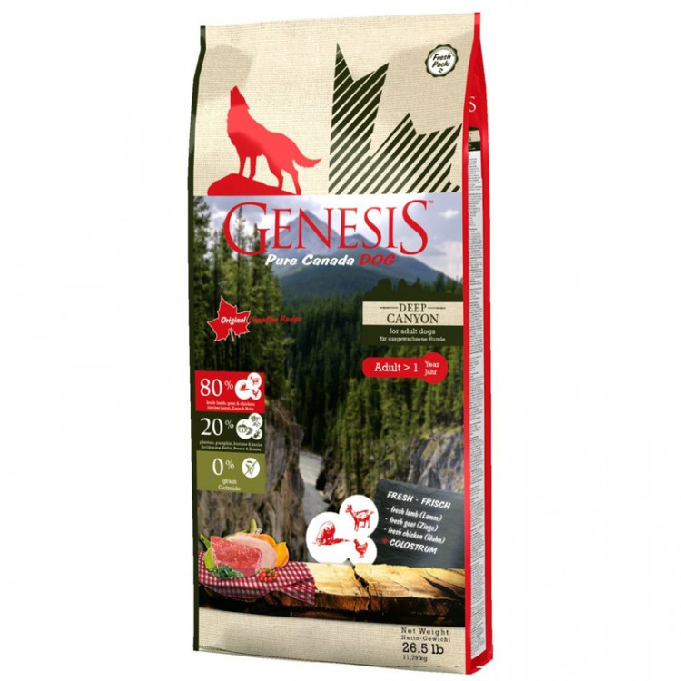 Genesis Pure Canada Deep Canyon Adult для взрослых собак всех пород с курицей, ягненком и козой - 11.79 кг