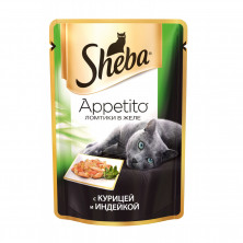 Sheba "Appetito" паучи в форме ломтиков курицы и индейки в желе для взрослых кошек - 85 г