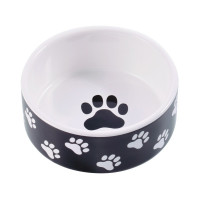 КерамикАрт миска керамическая для собак, черная с лапками 420 мл