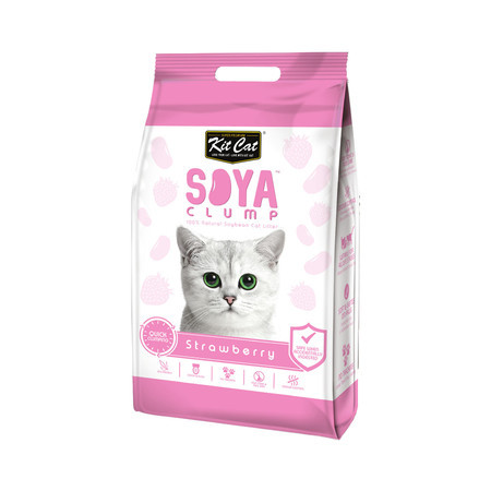 Kit Cat SoyaClump Soybean Litter Strawberry соевый биоразлагаемый комкующийся наполнитель с ароматом клубники - 14 л
