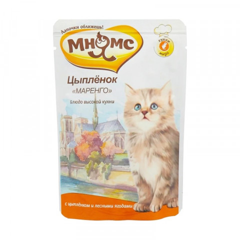 Мнямс паучи Цыпленок Маренго с цыпленкм и лесными ягодами для котят - 85 г