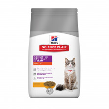 Hill's Science Plan Sensitive Stomach & Skin сухой корм для кошек для здоровья кожи и пищеварения - 1,5 кг