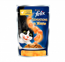 Паучи Felix Sensations для взрослых кошек с курицей и морковью в желе - 85 г