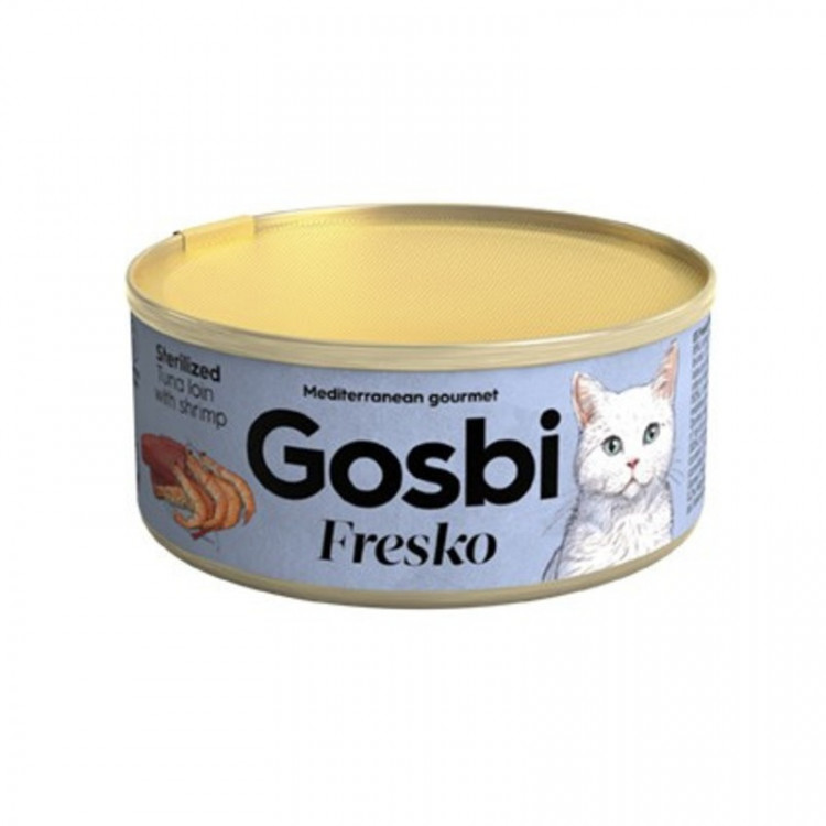 Влажный корм Gosbi Fresko для стерилизованных кошек с тунцом с креветками - 70 г