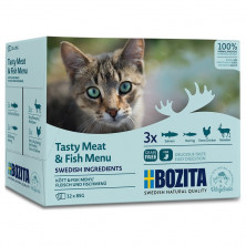 Bozita Pouch Meat&Fish Multibox влажный корм для взрослых кошек с кусочками в соусе мясной и рыбный микс - 85 г