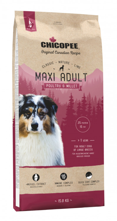Chicopee CNL Maxi Adult Poultry & Millet корм для взрослых собак крупных пород с птицей и просом - 15 кг