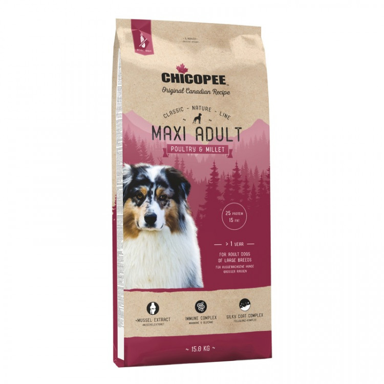 Chicopee CNL Maxi Adult Poultry & Millet корм для взрослых собак крупных пород с птицей и просом - 15 кг