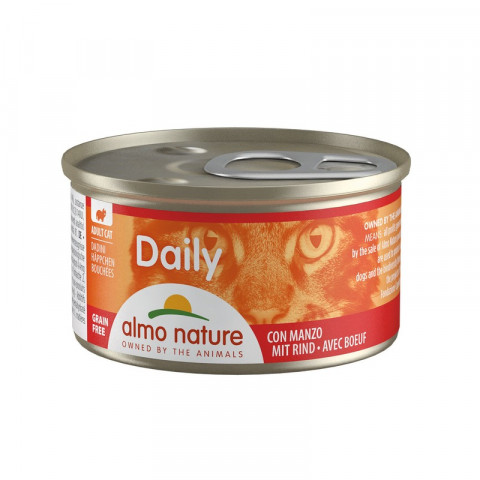 Almo Nature Daily Menu Cat Chunks with Beef повседневный сбалансированный консервированный корм с кусочками говядины для кошек всех возрастов - 85 г