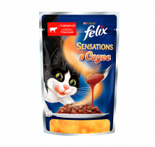 Паучи Felix Sensations для взрослых кошек с говядиной и томатами в соусе - 85 г