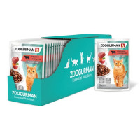 Зоогурман влажный корм для взрослых кошек всех пород с говядиной и овощами в паучах - 85 г