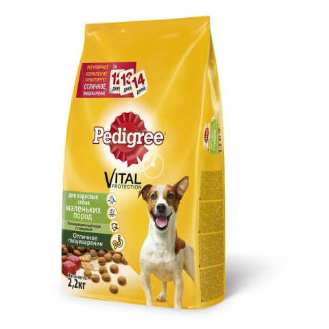 Pedigree сухой корм для взрослых собак мелких пород с говядиной - 2,2 кг