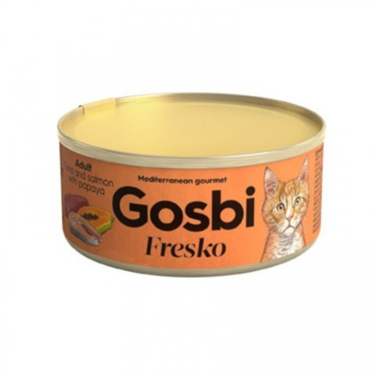Влажный корм Gosbi Fresko для взрослых кошек с тунцом, лососем и папайей - 70 г