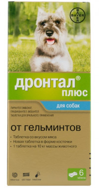 Bayer Дронтал плюс таблетки от гельминтов для собак - 6 таблеток