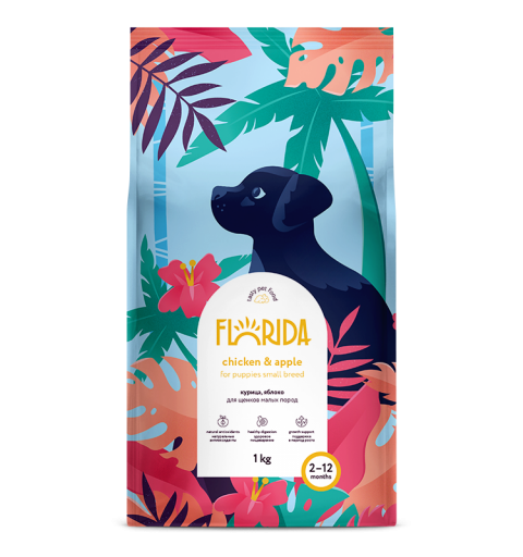 Florida сухой корм для щенков малых пород с курицей и яблоком 3 кг