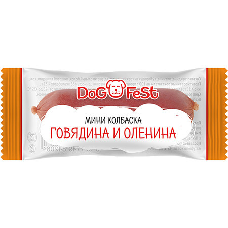 Лакомство Dog Fest мини-колбаска из говядины и оленины для собак - 6 г