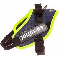 Julius-K9 шлейка для собак IDC-Powerharness Mini, 49-67 см/ 7-15 кг, джинса-зеленая неон