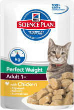 Hill's Science Plan Perfect Weight пауч для кошек старше 1 грода, склонных к набору веса с курицей 85 гр х 12 шт