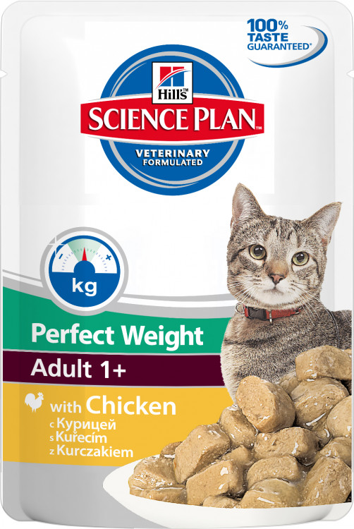 Hill's Science Plan Perfect Weight пауч для кошек старше 1 грода, склонных к набору веса с курицей 85 гр х 12 шт