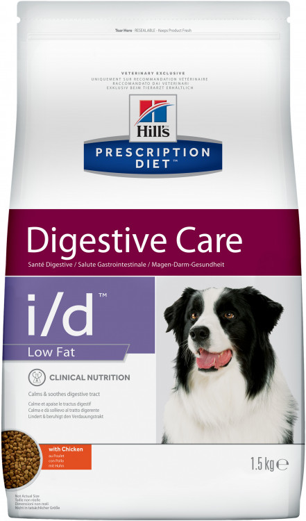 Hill's Prescription Diet i/d Low Fat Digestive Care корм для собак диета для поддержания здоровья ЖКТ и поджелудочной железы с курицей 1,5 кг