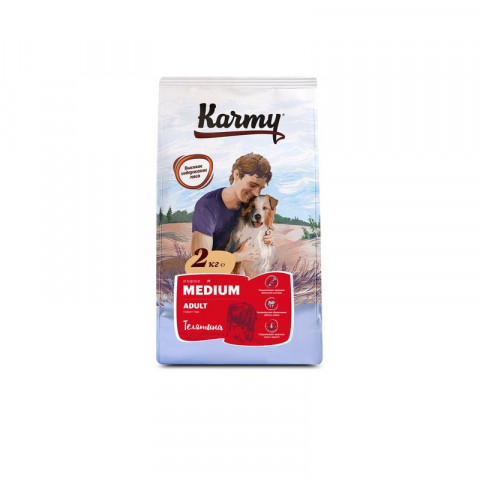 Сухой корм Karmy Medium Adult для взрослых собак средних пород с телятиной 2 кг