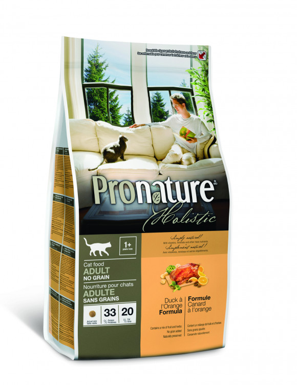 Pronature Holistic для кошек беззерновой с уткой и апельсином - 2,72 кг
